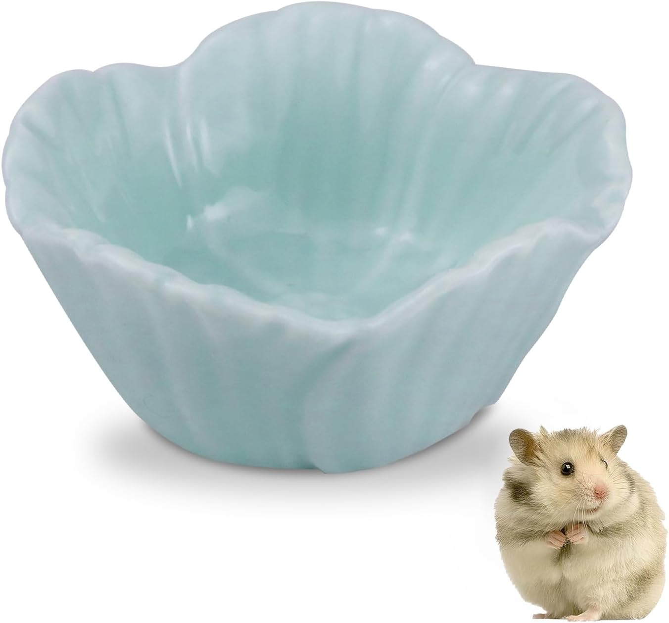 Small Ceramic Hamster Bowl, Easy to Clean anti Flipping Hamsters Food and Water Bowl, Small Animal Bowls for Dwarf Hamster, Parrots (Yellow+Green, S,2Pcs)