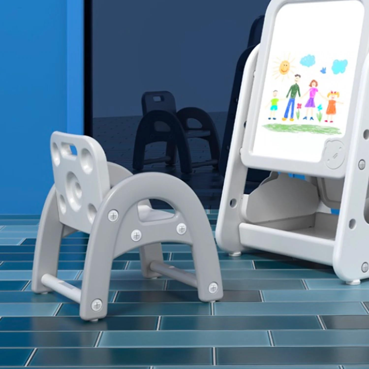 Kids Chairs, Toddler Activity Plastic Chair, Durable Chair for Kids Indoor or Outdoor Use, Activity Center outside Toys Chairs (Gray) image number 6