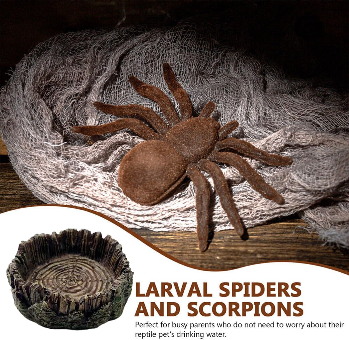 AIMALL Drinking Basin for Reptiles - Resin Turtle Dish for Turtles, Lizards, Snakes, and Other Pets, Functional Feeder and Decoration image number 4