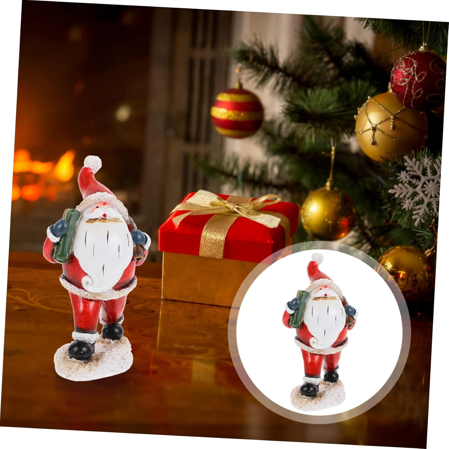 KOMBIUDA Santa Claus Ornaments Resin Christmas Decoration Desktop Adornment Creative Santa Claus Decor Xmas Presents for Home and Party - Red image number 6