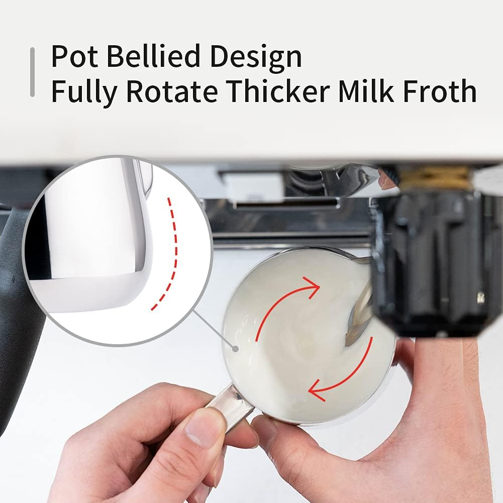 Watchget Milk Frothing Pitcher 500Ml/17Oz Stainless Steel Espresso Steaming Pitcher Milk Coffee Cappuccino Latte Art Barista Steam Pitcher Milk Frothing Jug image number 2