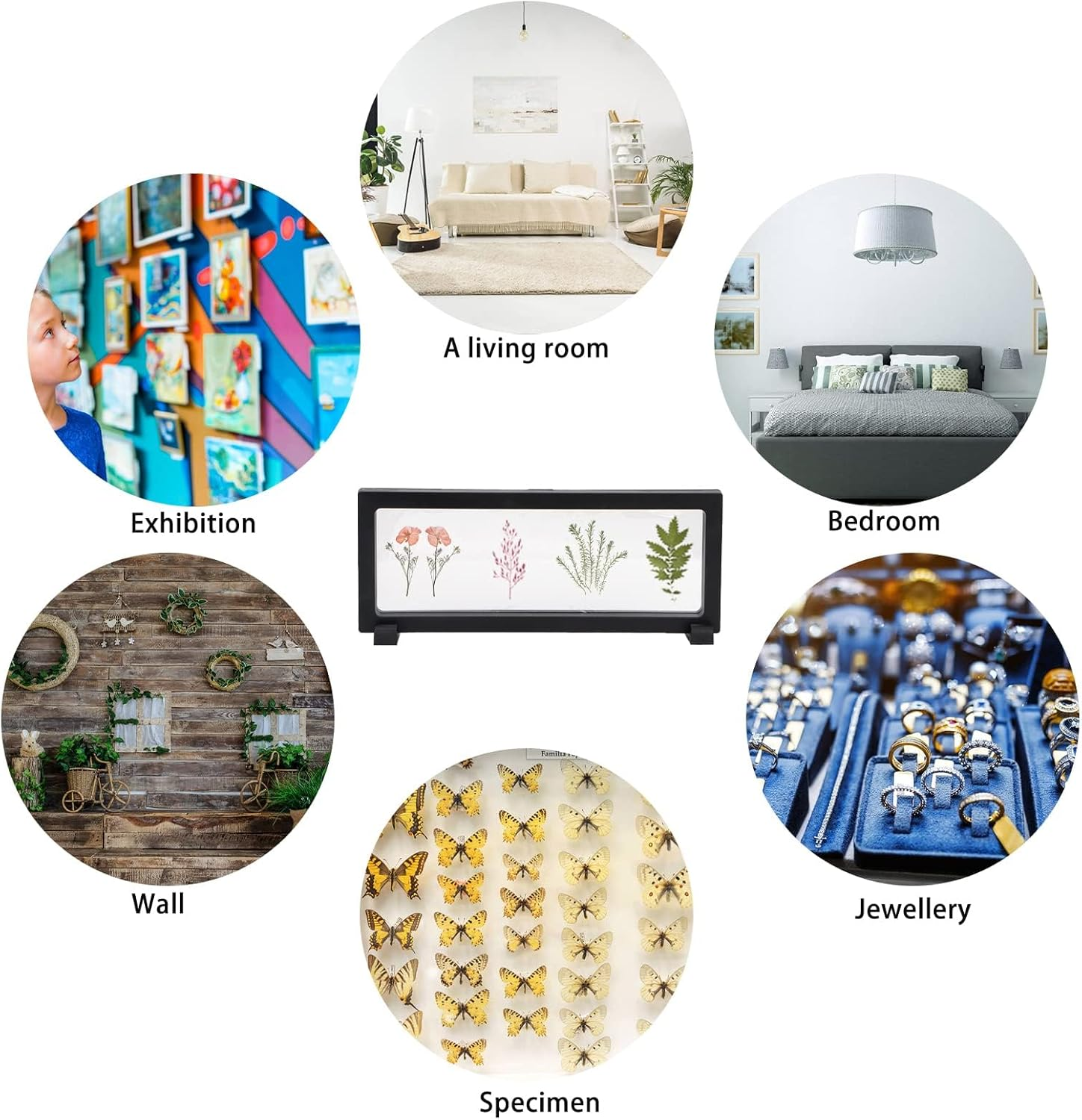 3-Pack Skelang 3D Floating Display Cases - Black Display Stand Holder 9"&times;3.54"&times;0.75" - Suspension Frame for AA Medallion, Antique Challenge Coins, Jewelry, and Pins image number 1