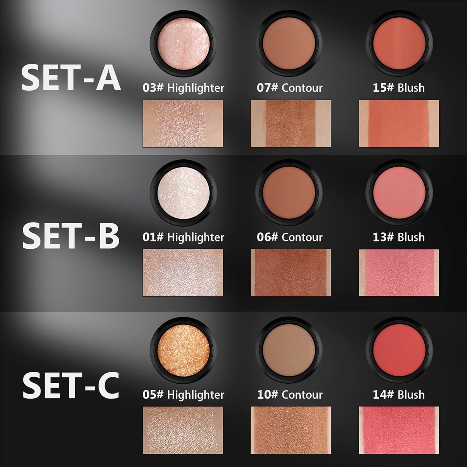 3PCS Contour Highlighter Blush Stick Set &ndash; Waterproof Long-Lasting Cream Stick for Cheeks, Lips & Eyes, Long-Lasting & Easy to Apply image number 5