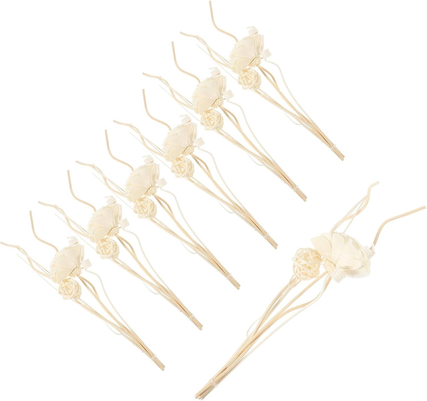Cabilock 1 Set Rattan Wood Reed Diffuser Sticks, White, Flower Shaped, Essential Oil Aroma Diffuser Set, Home Office Decor image number 3