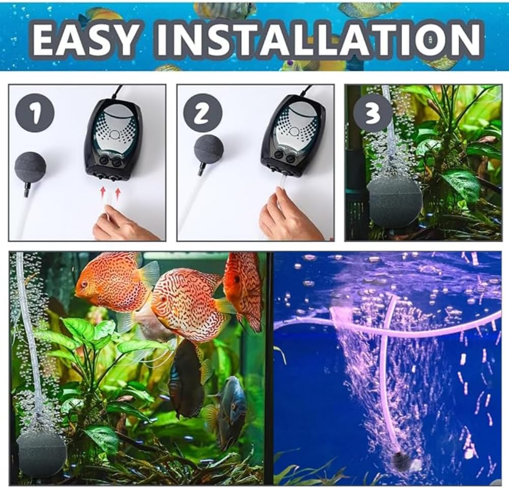 6Pack Small Bubble Stone 2 Inch Ball Shape Bubble Release Tool Oxygen Diffuser for Fish Tanks Buckets Hydroponics Pond Air Pump Accessories,For Aquarium Fish Tanks Ponds，Hydroponic Plants Etc. image number 3