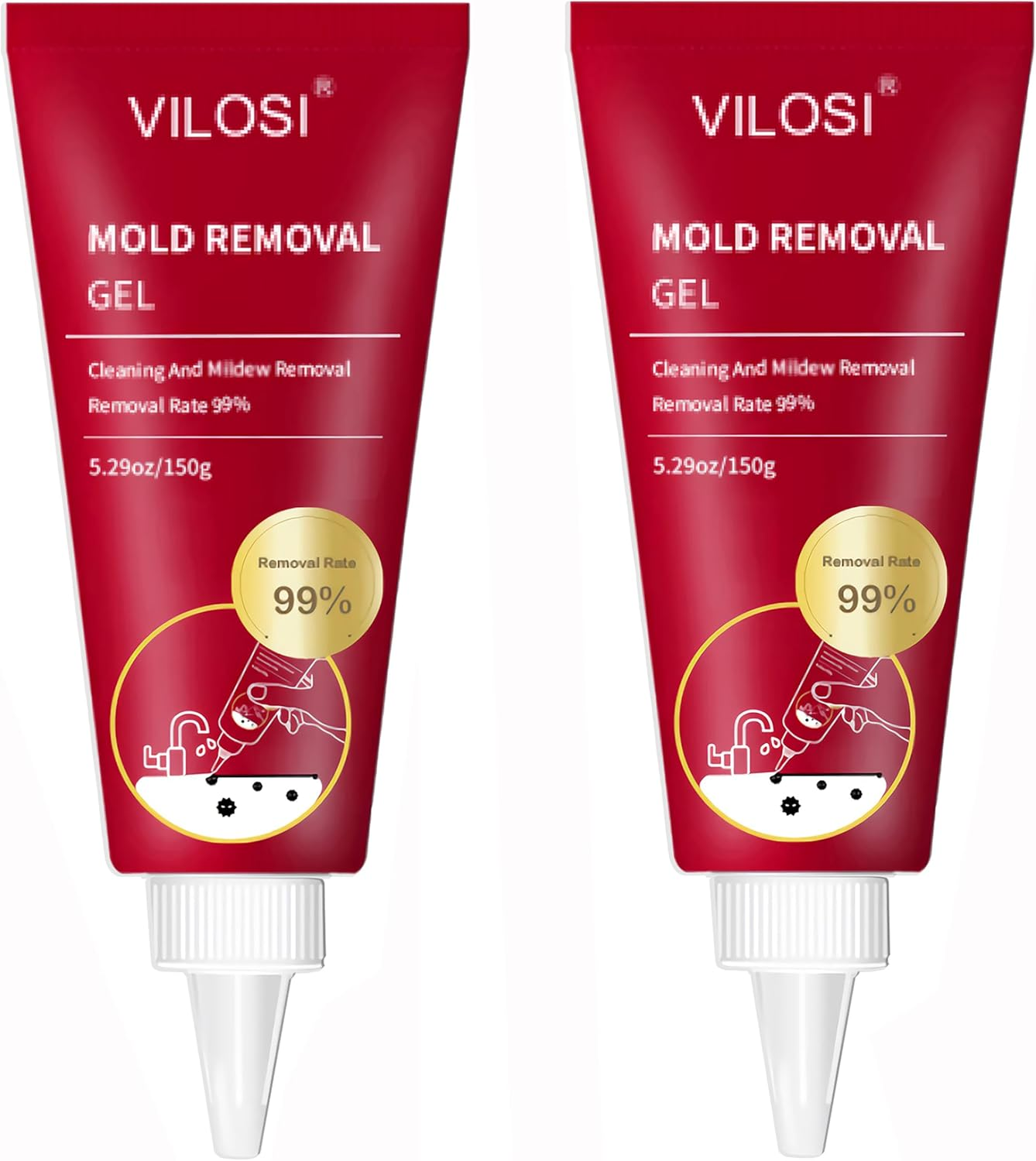 VILOSI Washing Machine Cleaning Gel, 300Ml/10.6Oz Black Stain Remover Gel for Bathroom Shower Grout, Front Loader Washing Machine Seal, Refrigerator Strips, Tile & Silicone Surfaces (300, Grams) image number 6