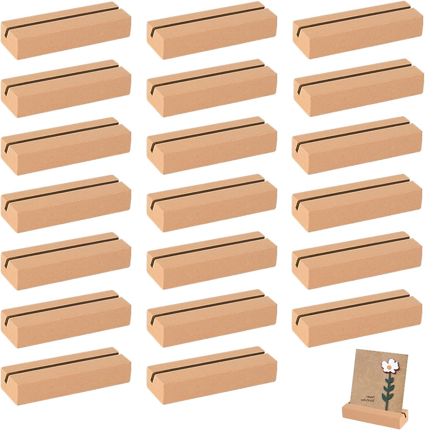 20Pcs Table Number Holders Stands, Wood Sign Holders for Wedding Table Numbers, Menu Holder Place Card Holders for Display Name Card Photo Memo image number 1