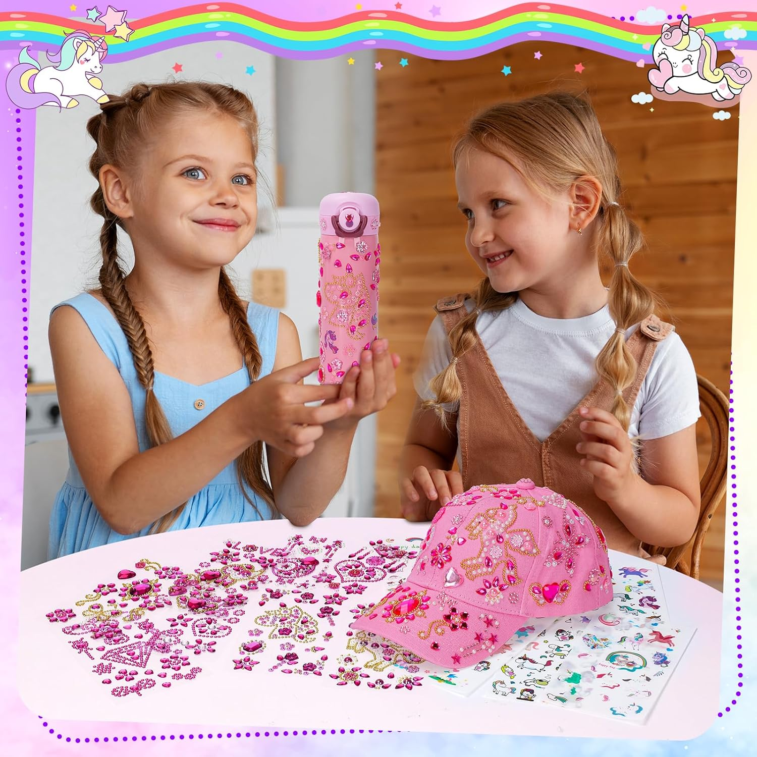 Gifts for 5 6 7 8 Year Old Girls Baseball Cap and Bottle: Toys for 6-7-8-9-10 Year Old Girls Birthday Presents Arts and Crafts for Kids Girls Toys Age 4-12 Make Own Baseball Cap and Bottle for Girls Gift image number 1