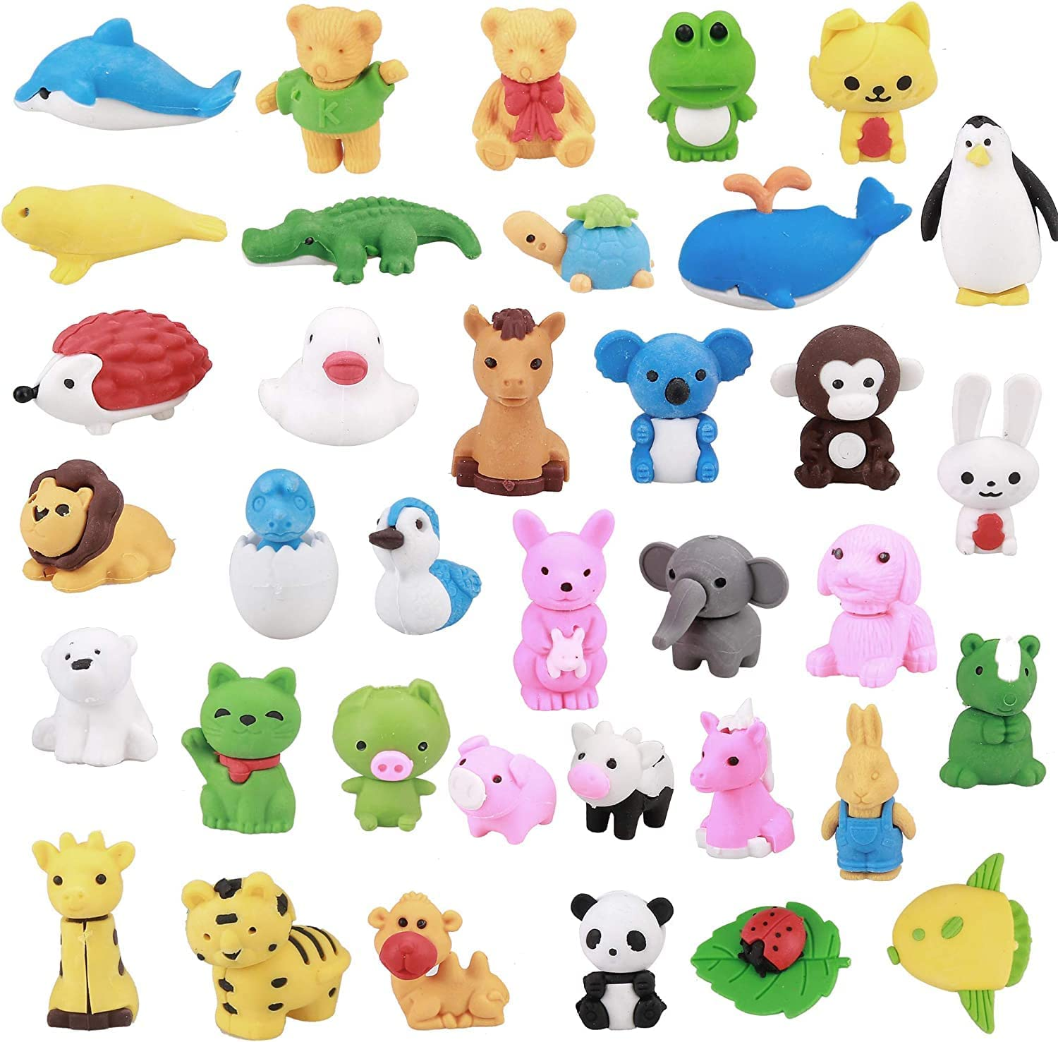 36 PCS Animal Erasers, Bulk Pencil Erasers Come Apart Puzzle Eraser Toys for Classroom Rewards, Party Favors, Games Prizes, Easter Egg Fillers, Carnivals Gift and School Supplies (Random Designs) image number 3