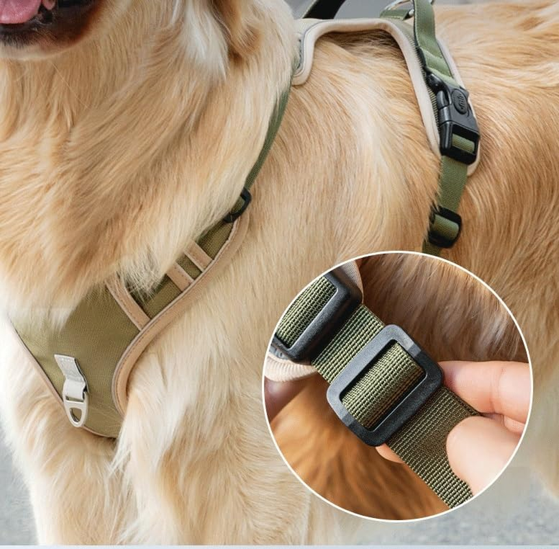 Escape Proof Dog Harness - No Pull Dog Harness with Handle, Soft Padded Reflective and Adjustable Full Body Pet Harness Vest for Medium Large Dogs Walking Hiking Training (Army Green, Small) image number 2