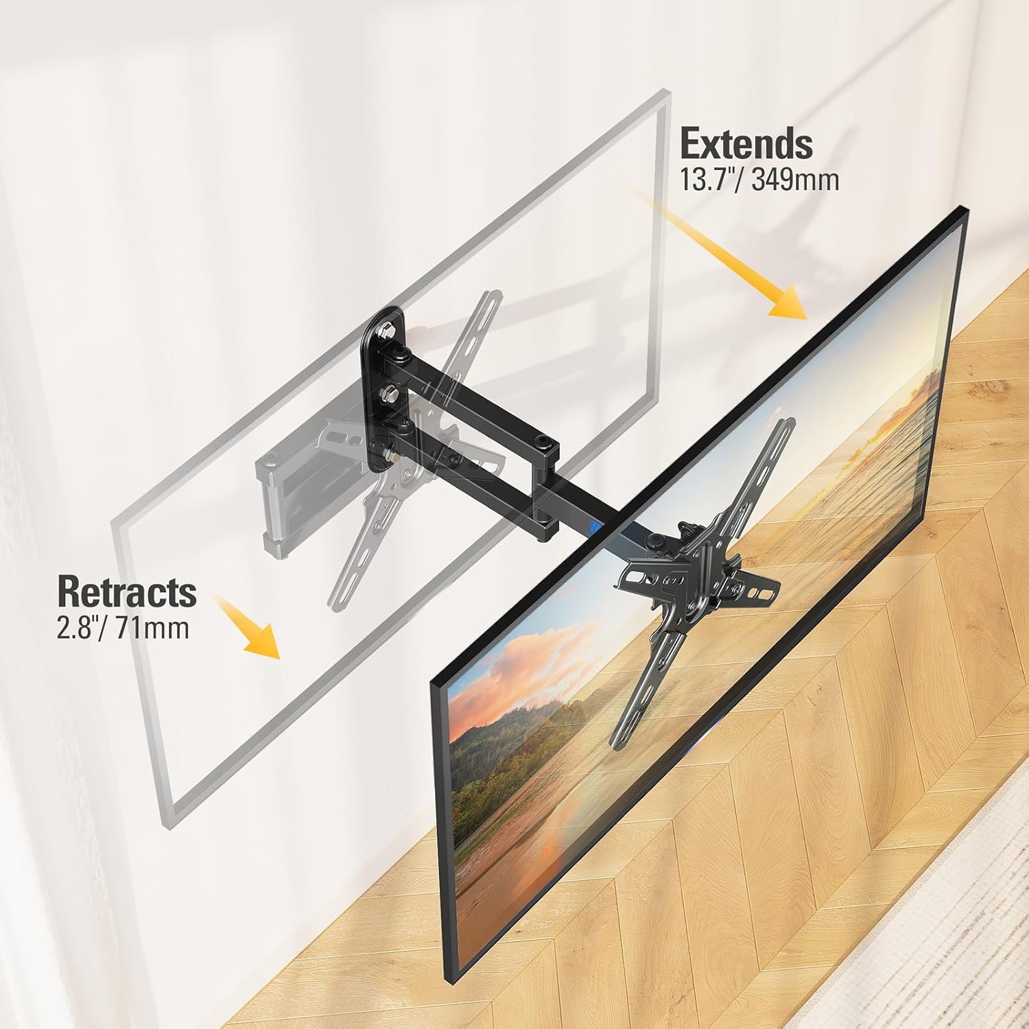 Mounting Dream Full Motion TV Mount with Swivel and Tilt, TV Wall Mount Fits Most 13-42&rdquo; Tvs and Monitor up to 50 LBS and VESA 200X200Mm, Articulating Arm TV Brackets for Single Stud MD2465-04 image number 5