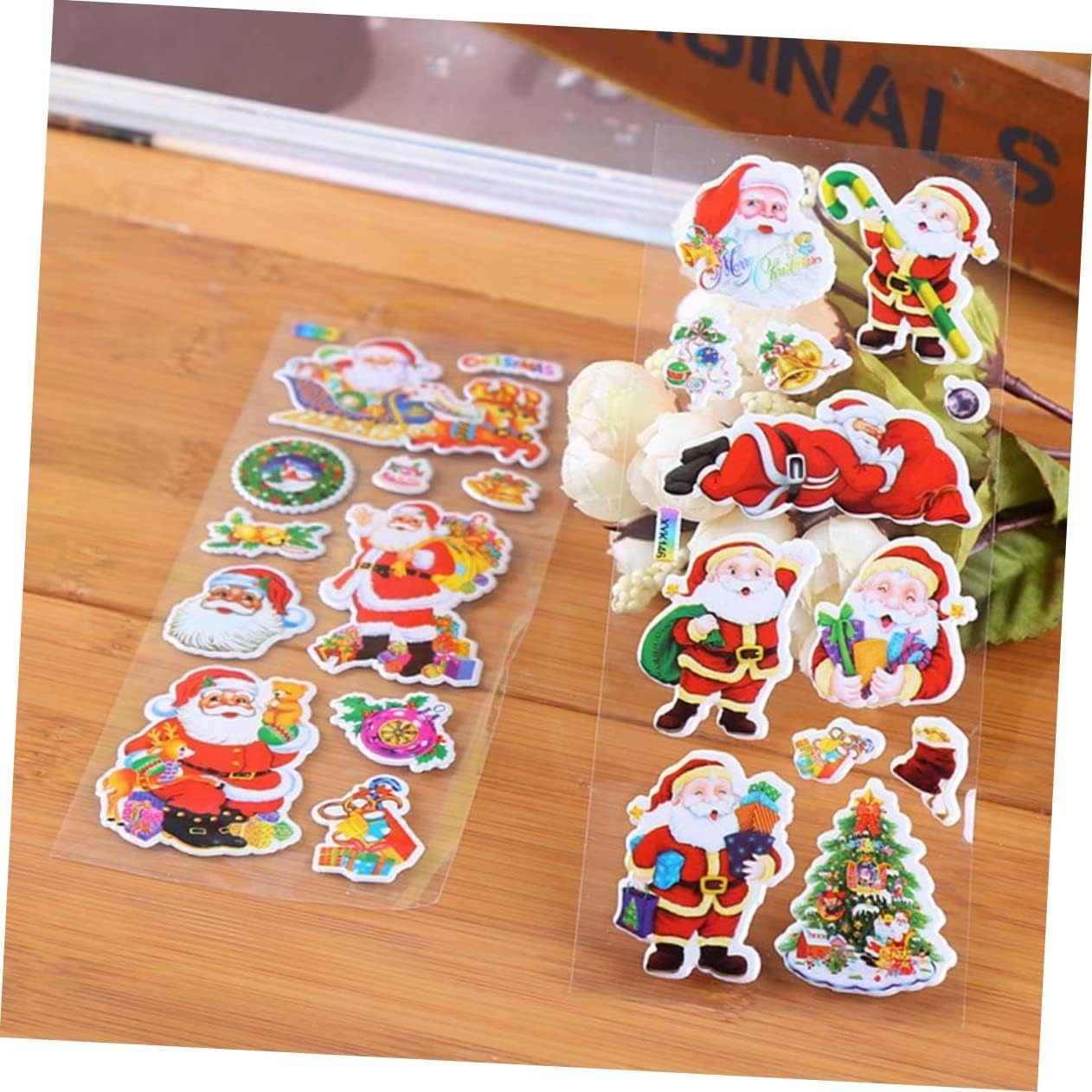 Vaguelly 3Sets Christmas Present Stickers Set Santa Claus Tree Stickers DIY Holiday Decorations for Boys and Girls 20Sheets*3 image number 4