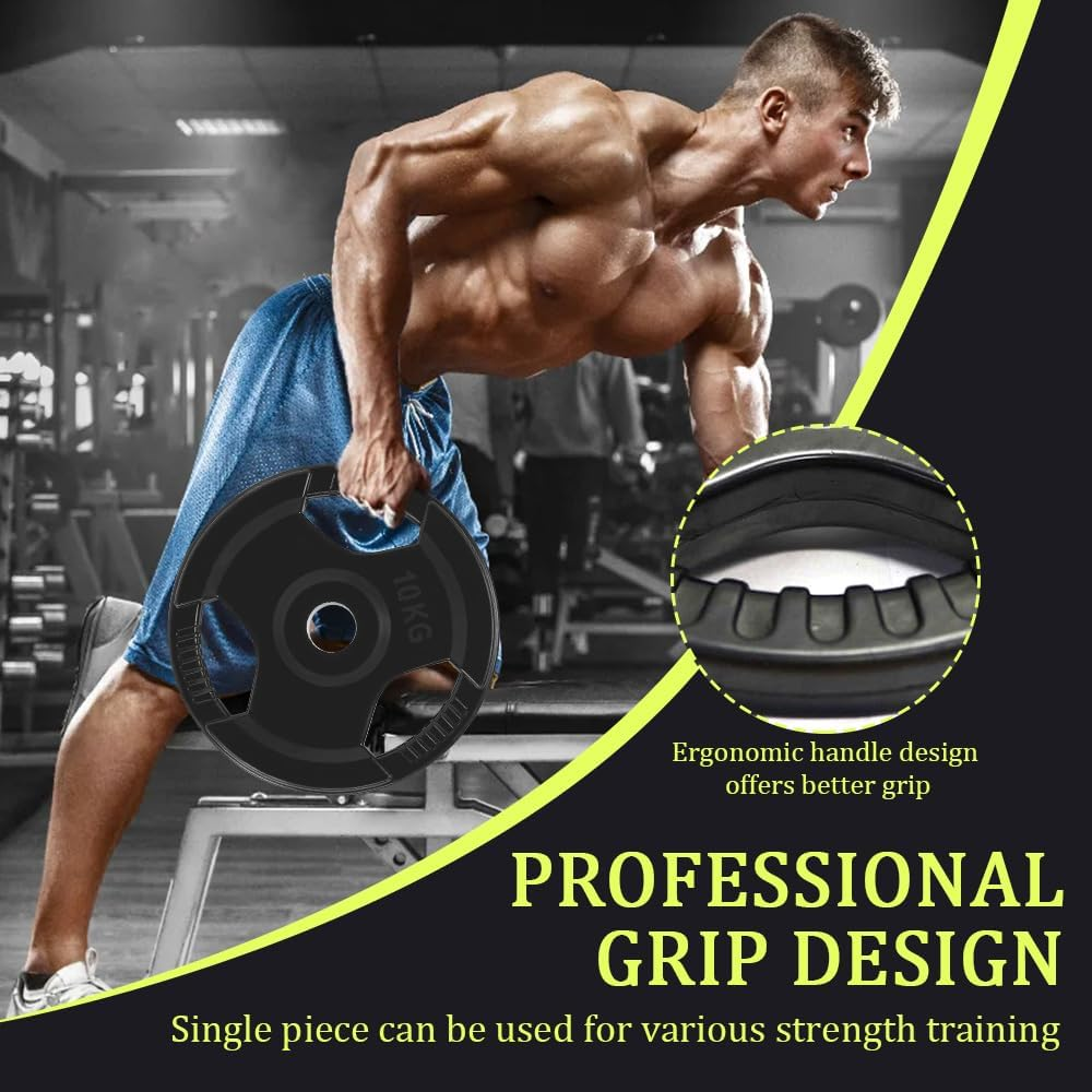 Standard Rubber Coated Weight Plate for Dumbbell and Barbell - Premium Quality Weighted Rubber Coated Plates 28Mm Center Hole,Gym Equipment Accessories Body Building, Weightlifting, Crossfit, Fitness Strength Weight Training 1.25Kg to 20Kg image number 4