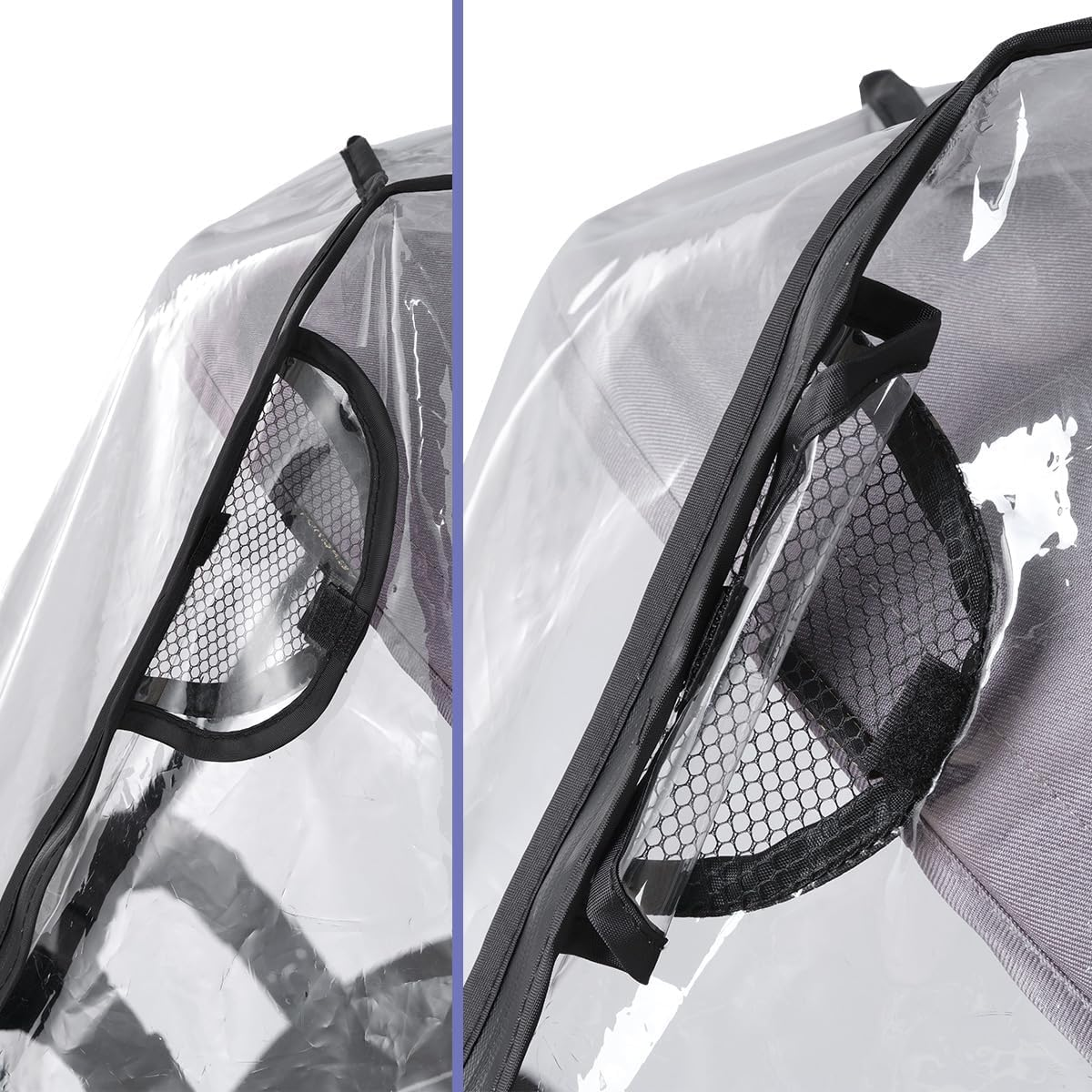 AIMALL Twin Baby Stroller Rain Cover - Universal Double Stroller Windshield & Rainproof Cover with Front Window, Ventilation, and Storage Pockets image number 5