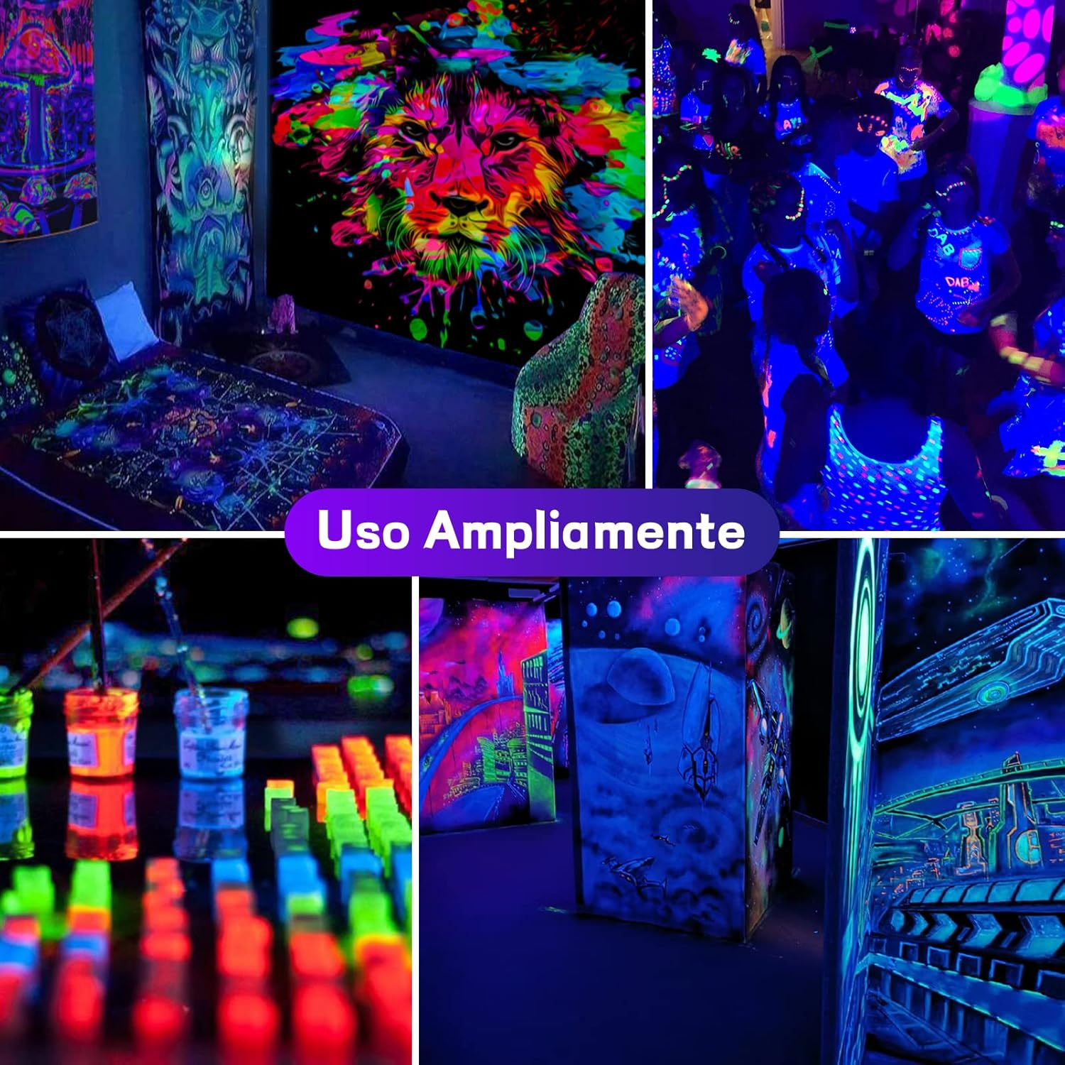 50W LED Black Light 2 Pack, Ultra Bright Blacklight Flood Light for Glow Party, Halloween, Body Paint & UV Decor - Glow in the Dark Effects, Slim Design with On/Off Switch image number 6