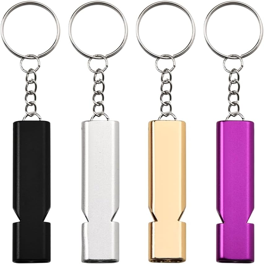 Small Cat Dog Training Whistle Outdoor Survival Whistle Equipment Set 4 Pack Police Referee Whistle Keychain Sports Teacher Coach Whistles for Adults Camp Counselor Whistle Keychain image number 3