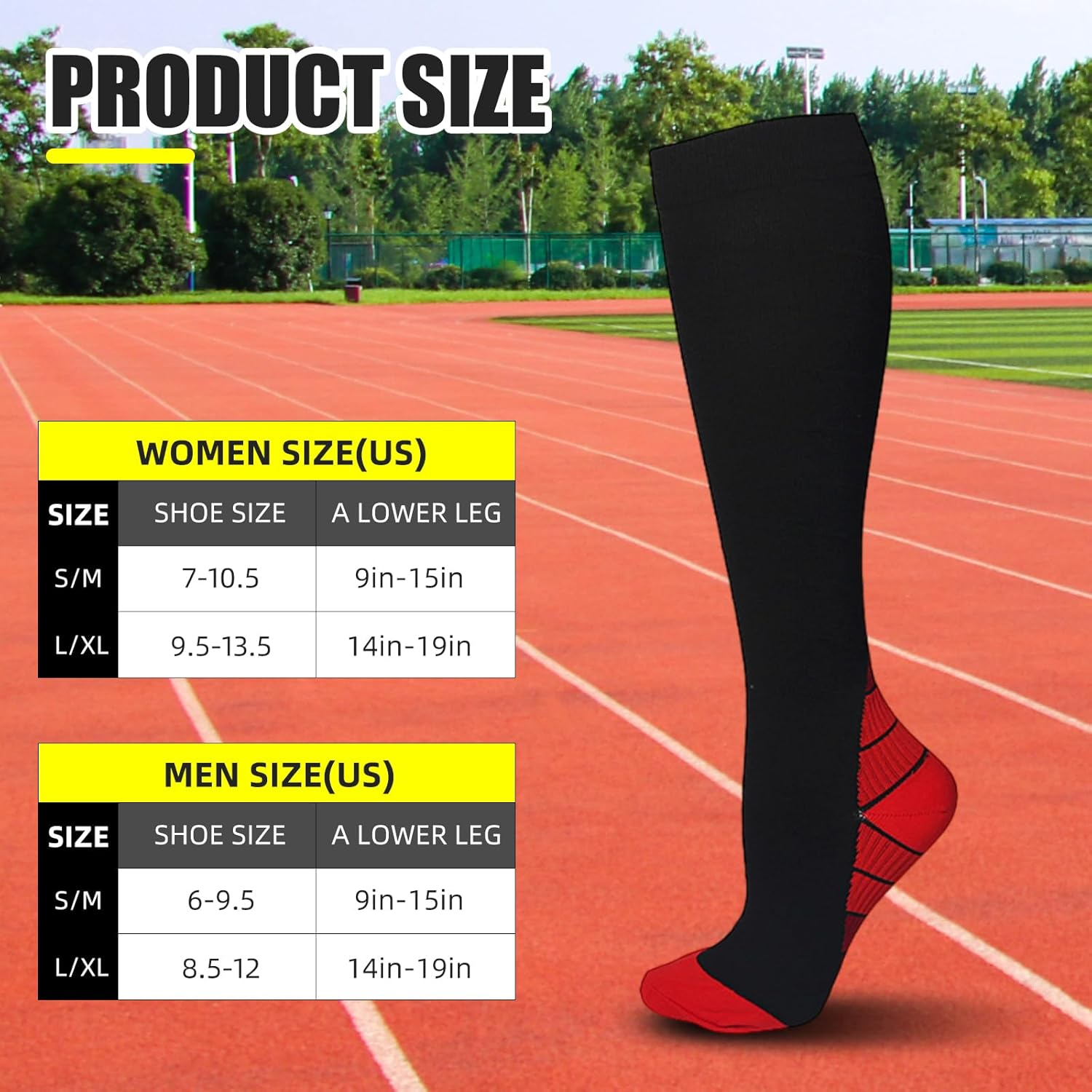 4 Pairs Compression Socks for Men & Women - Gradual Discoloration Sports Pressure Socks for Running, Flight, Fitness, Cycling - Compression Stockings for Swelling image number 4