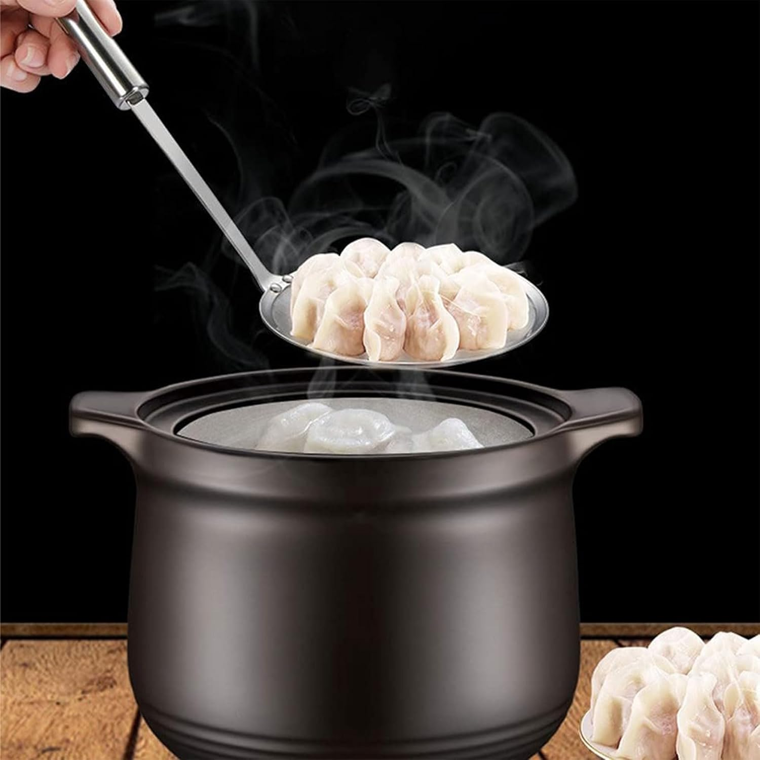 Stainless Steel Skimmer Strainer Hot Pot Fat Skimmer Spoon with Long Handle for Cooking, Frying, Skimming Grease and Foam image number 5