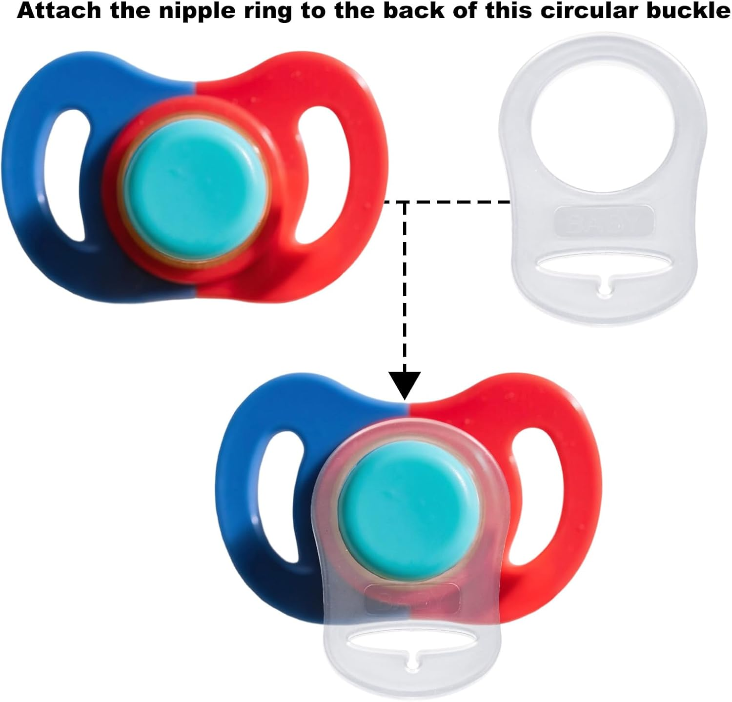 10Pcs Baby Nipple Clips Adapter Rings, Premium POM Holder Clips Newborns Universal Fit for Nipple Holder & Dummy Soother(Transparent) image number 3