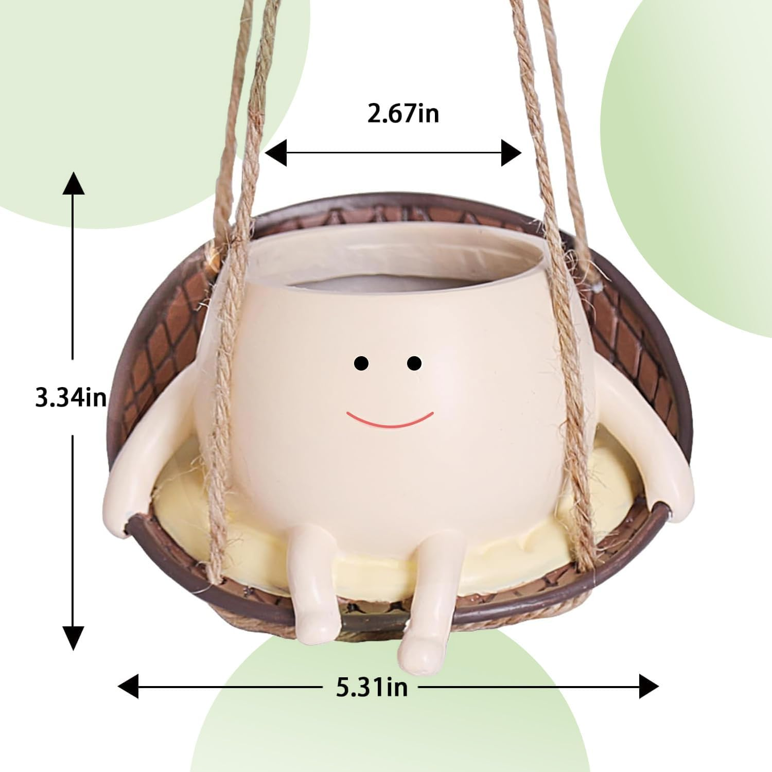 Swing Face Planter Pot Hanging Resin Flower Head Planters for Indoor Outdoor Plants Succulent Pots for String of Pearls Plant Live for Indoor, Outdoor, Home Decor image number 6