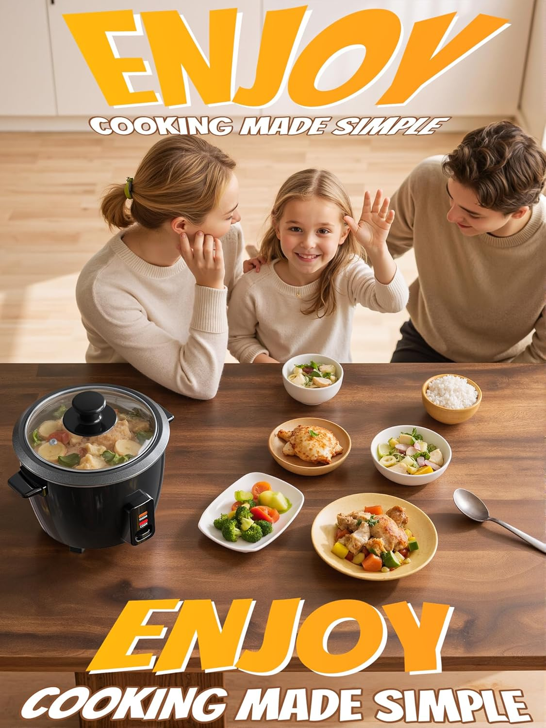 Rice Cooker - 1L Electric Small Soup Warmer with Non-Stick Inner Pot, Multicooker for Cooking Soups, Cake, Slow Cook, Stews, Cereals, Keep Warm Feature & One-Touch Control, Dishwasher Safe