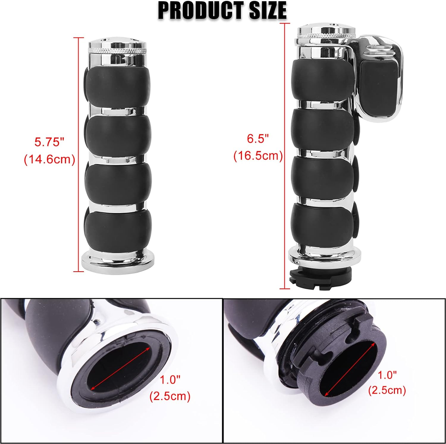 DREAMIZER Universal Motorcycle Hand Grips with Black Non-Slip Rubber for Harley Honda Yamaha Suzuki Kawasaki image number 1