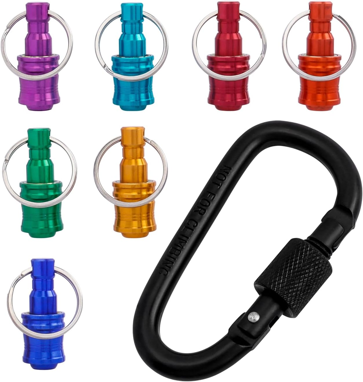 1/4 Inch Hex Shank Screwdriver Bits Holder Extension Bar Keychain Drill Screw Adapter 7 In-1 Quick Release Screw Driver Bit Holder with D Lock Black Carabiner image number 1