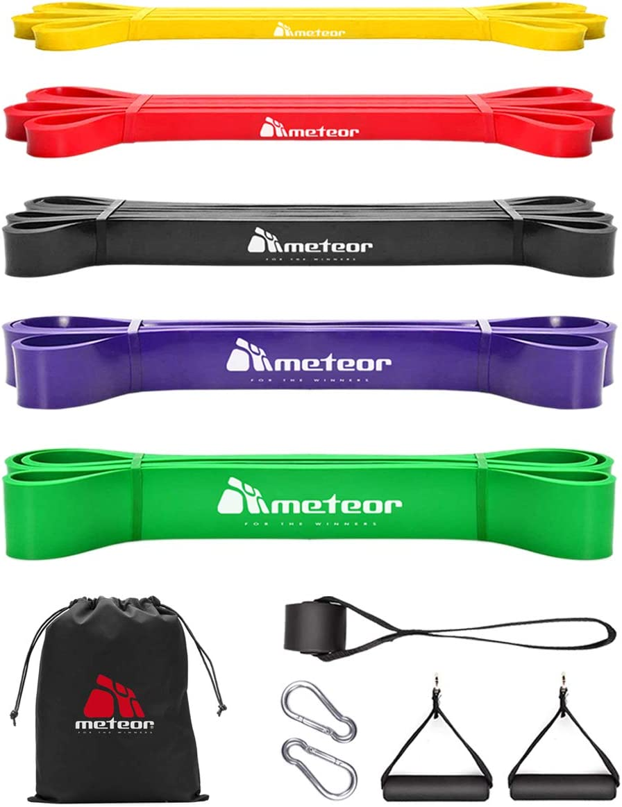 Meteor Essential Power Bands, Resistance Loop Set, Natural Latex Fitness Bands for Workout, Yoga, Weightlifting, Physical Therapy, Rehab, Bench Press, Dead Lift, Improve Mobility and Strength