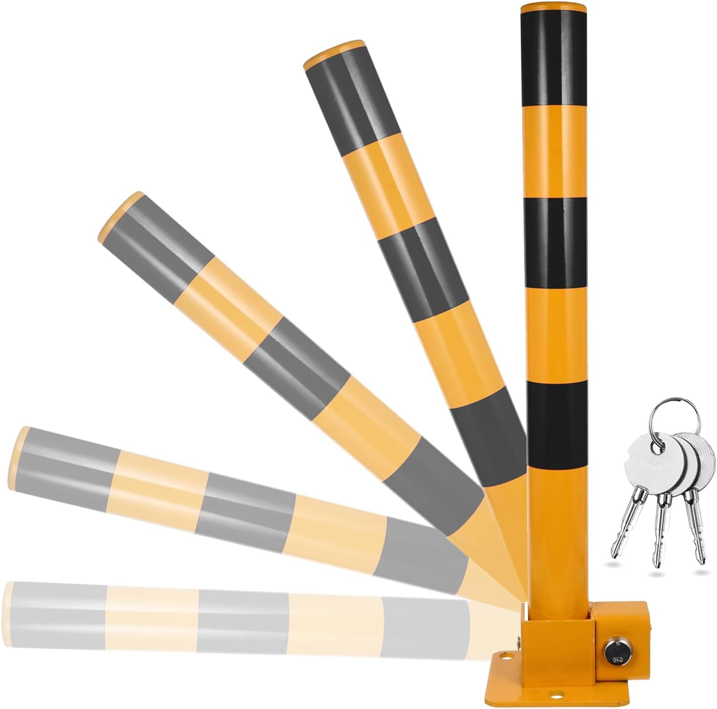 Heavy Duty Locking Security Bollard Post with Key - Anti-Car Theft Parking Barrier for Driveway, Garage & Street - Decorative Wrought Iron Protection Pole (Black) image number 4