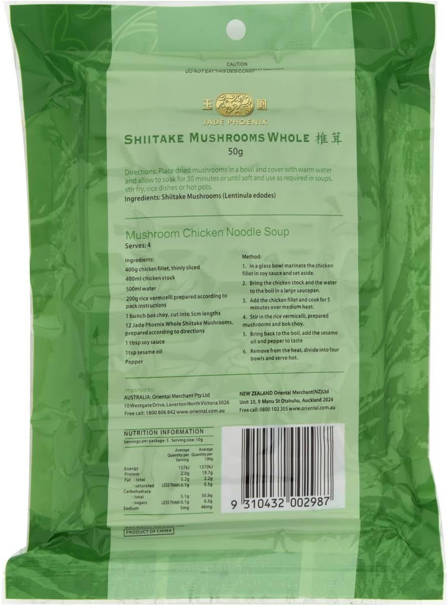 Jade Phoenix Shiitake Whole Mushroom, 50 G