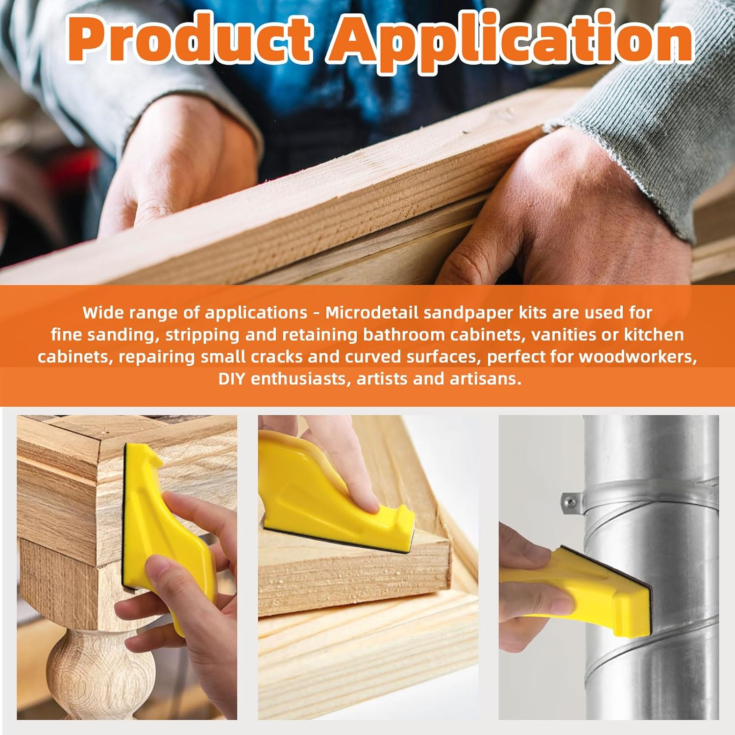 Tanstic 101Pcs Micro Sander Kit, 3.5" X 1" Mini Sander with Hook and Loop Sandpaper-Grit 80 120 180 240 400, Micro Detail Sander Detail Handle Sanding Tools for DIY Crafts, Wood, Small Projects image number 4