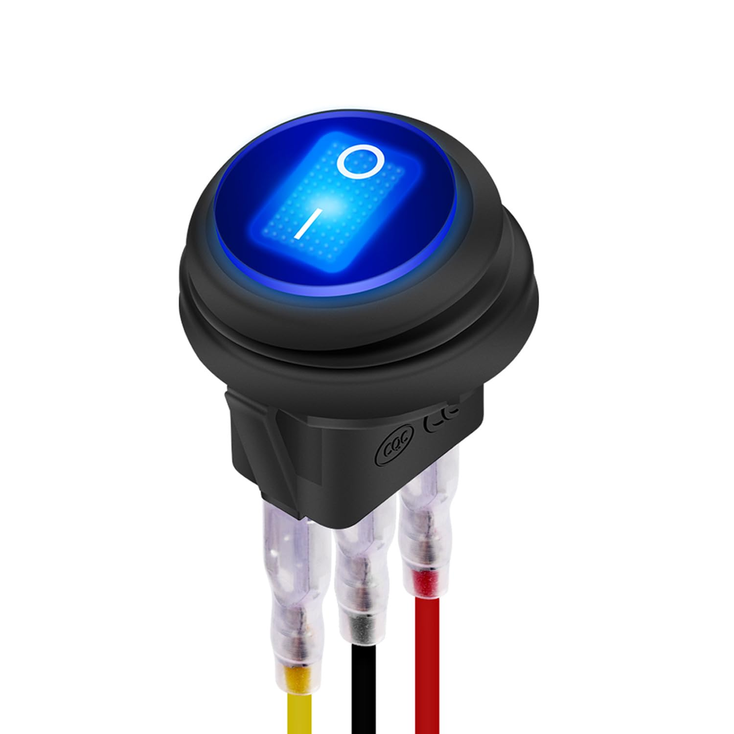 5PCS round Toggle LED Switch 12V 20A 3-Pin Car Truck Rocker On-Off for Auto Truck Boat Marine Off-Road Vehicle (Blue)