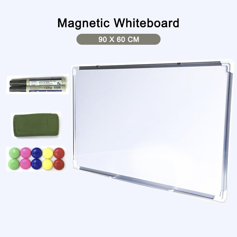 Leona Co Magnetic Dry Erase Board, Wall Mounted Whiteboard, 90 X 60 Cm, Lightweight Portable White Board, Wall Mounted Board for Kids, Home, Office, School with Marker & Eraser & Magnet Buttons image number 6