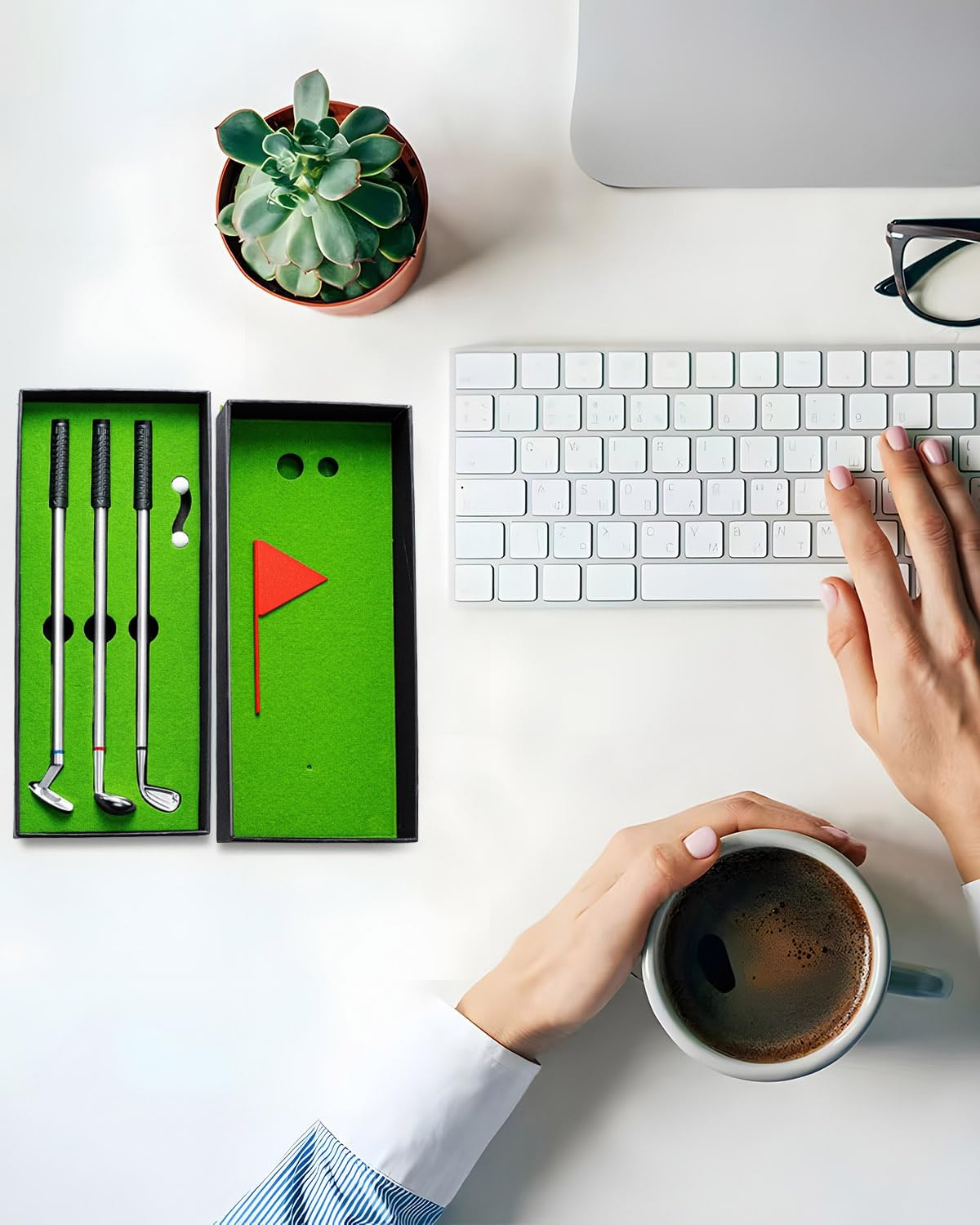 Golf Pen Set Desktop Games - 3 Golf Clubs Pens with Balls and Flag, Red, Blue and Black Three Kinds of Ink - Funny Gifts for Golfers, Coworkers, Boss - Stocking Stuffers Birthday Gift image number 2