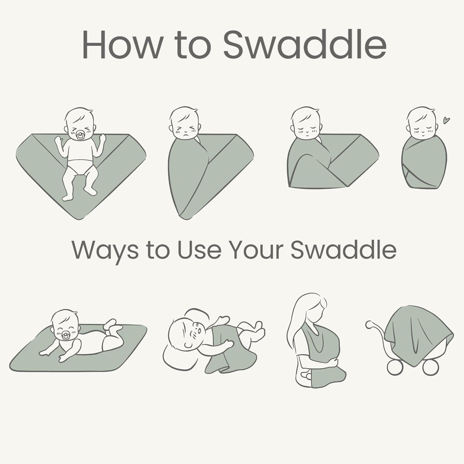 ZONEY Baby Girl Newborn Receiving Blanket with Matching Headband and Beanie Set Baby Swaddle Nursery Swaddle Wrap (Green) image number 5