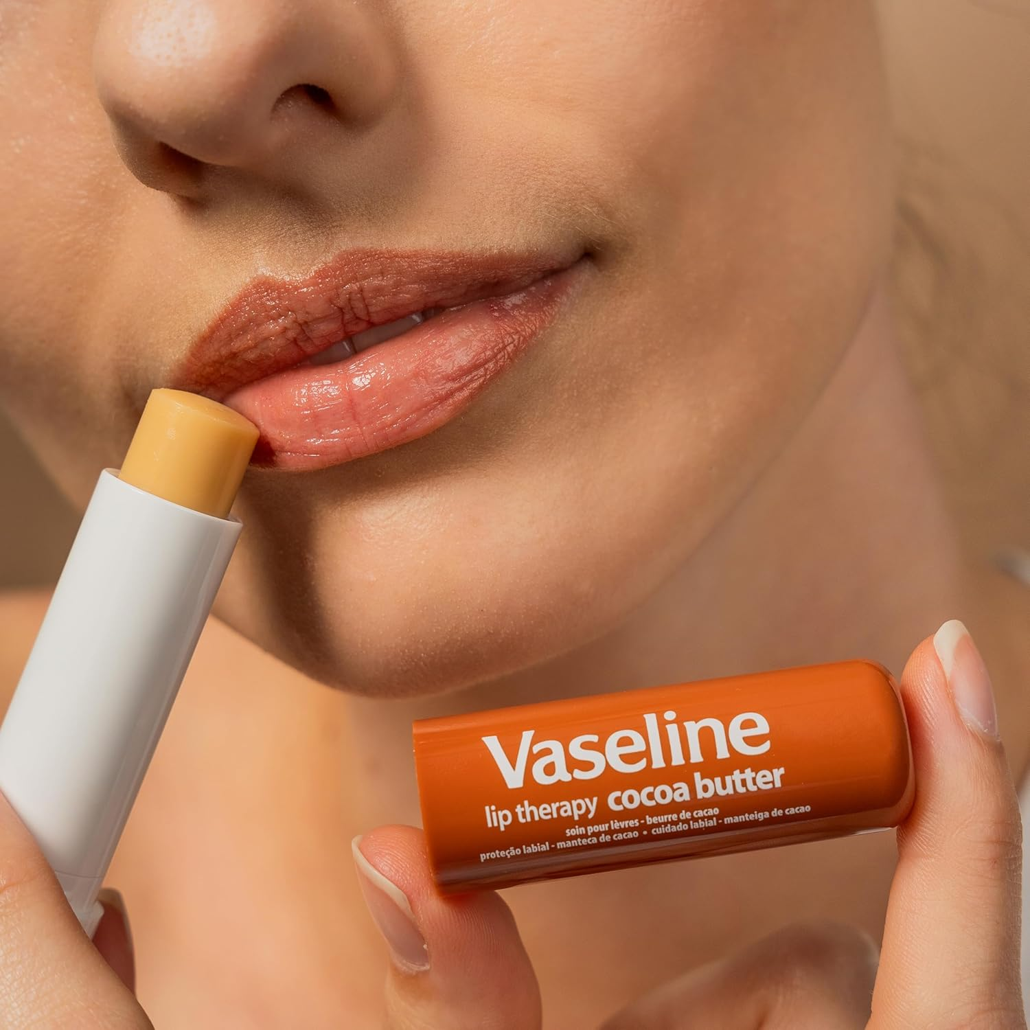 Vaseline Lip Therapy Moisturising Lip Balm Skin Protectant 4.8G Ideal for Soft, Glowing Lips Cocoa Butter Moisturiser Fast-Acting Nourishment with Petroleum Jelly and Rich Cocoa Butter. image number 3