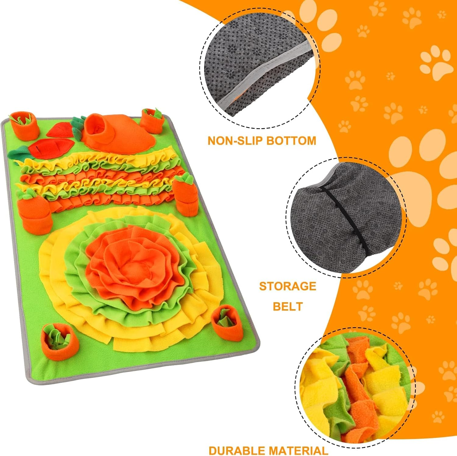 Snuffle Mat for Dogs, 29.5''X 17.7''Large Size Dog Nose Training Sniffing Pad Cat Doggies Interactive Feeding Mat, Encourage Natural Foraging Skills/Stress Relief for Large Small Medium Breed image number 3