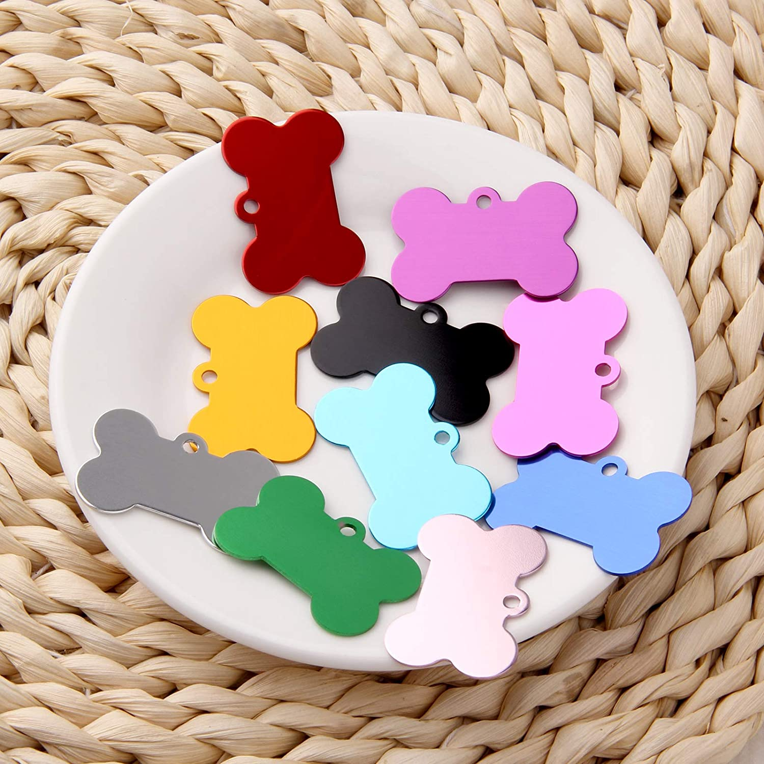 30 PCS Blank Dog Tags，Pet ID Tag Bone Shape, Aluminum Alloy for Dogs and Cats Pet ID Tag(38Mm) image number 4