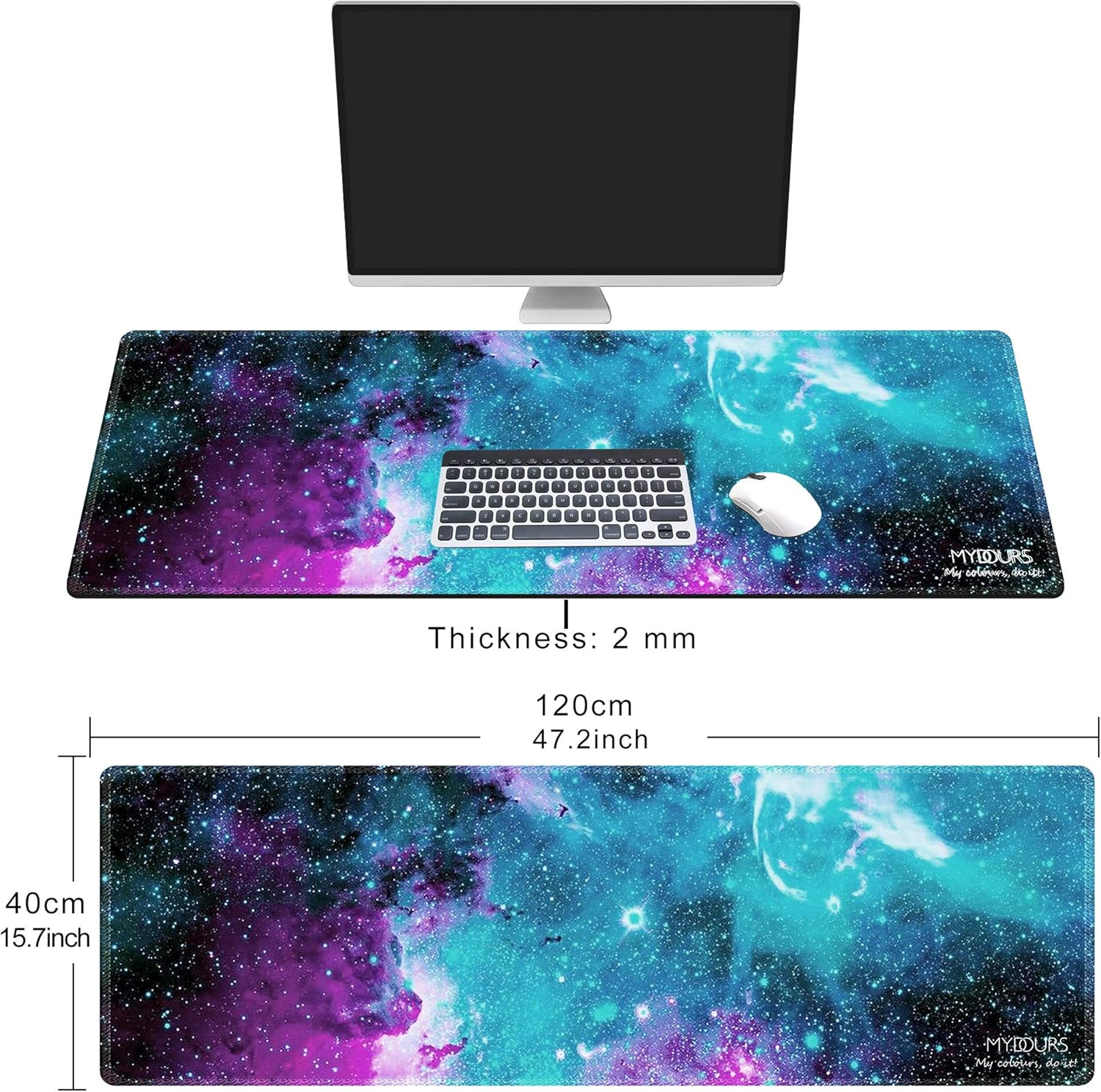 Mydours XXL Gaming Mouse Pad 120 X 40Cm, Extra Large Mouse Pad with Fabric & Non-Slip Rubber, Desk Pad for PC Gaming & Office Workspace, Desk Pad for Keyboard & Computer Accessories (Universe) image number 6