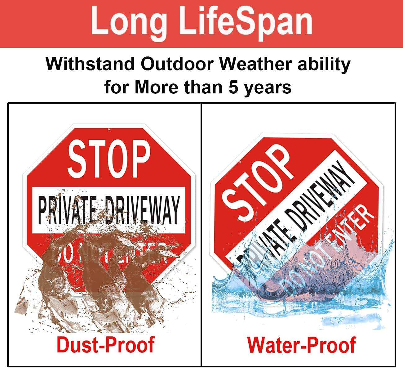 1Pack Stop Sign, Private Driveway Do Not Enter Sign | 12" X 12" Reflective Aluminum, Easy Mounting, UV Protected, Octagon Shaped image number 4