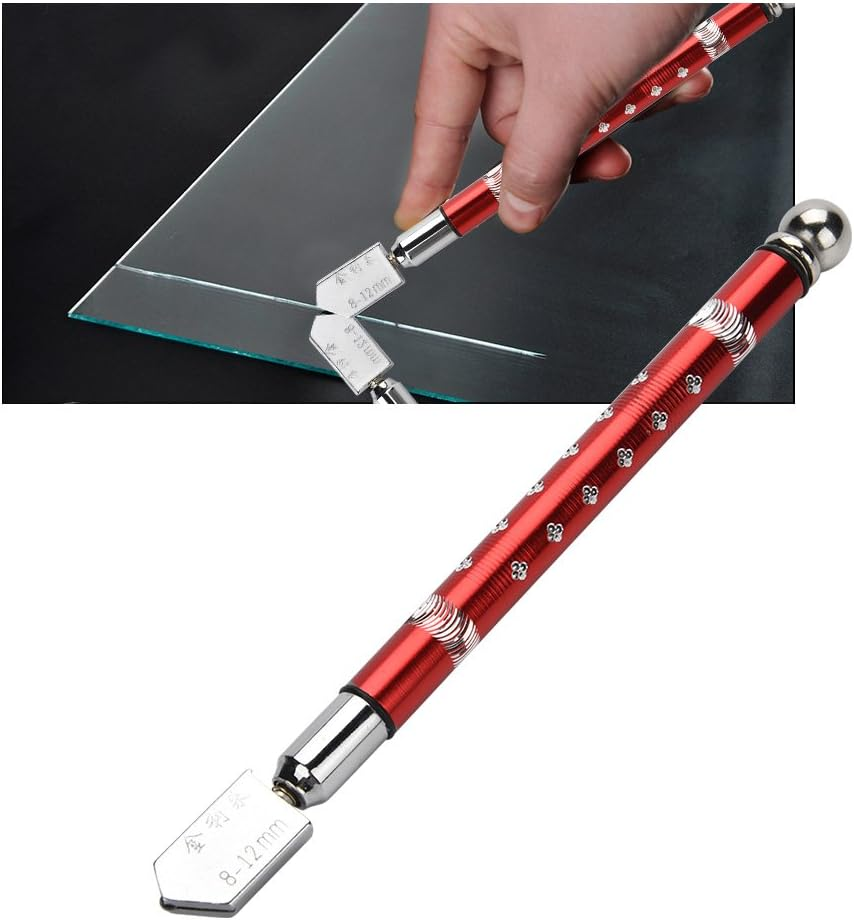 Glass Cutting Tool Portable Handheld Wheel Type Glass Cutter with Non-Slip Handle for 3~15Mm (Red) image number 3