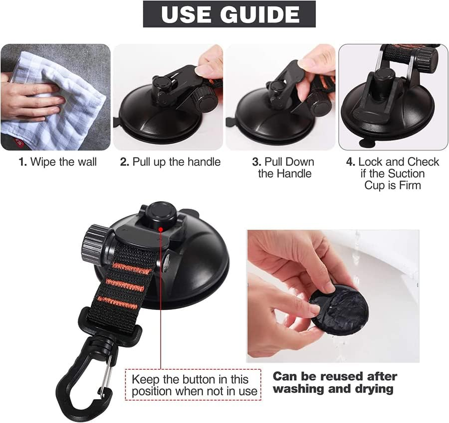 Heavy Duty Suction Cups,New 2 Pcs with Rotatable Hooks Tie down Suction Cup Camping Tarp Accessory with Viscous Silicone Strong Power for Car Awning Boat Camping Trap image number 3