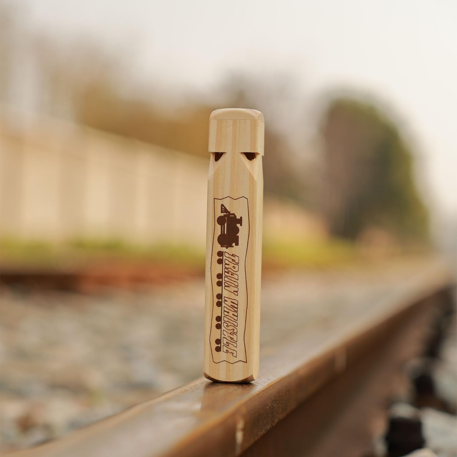 Crystaljun 2 Pcs-Wooden Train Whistle Musical Toy for Kids (4 Tone),Theme Birthday Decorations, Goodie Bag Filler, Stocking Stuffers,Train Party Favors, Small Game Prizes, Noisemakers. image number 2