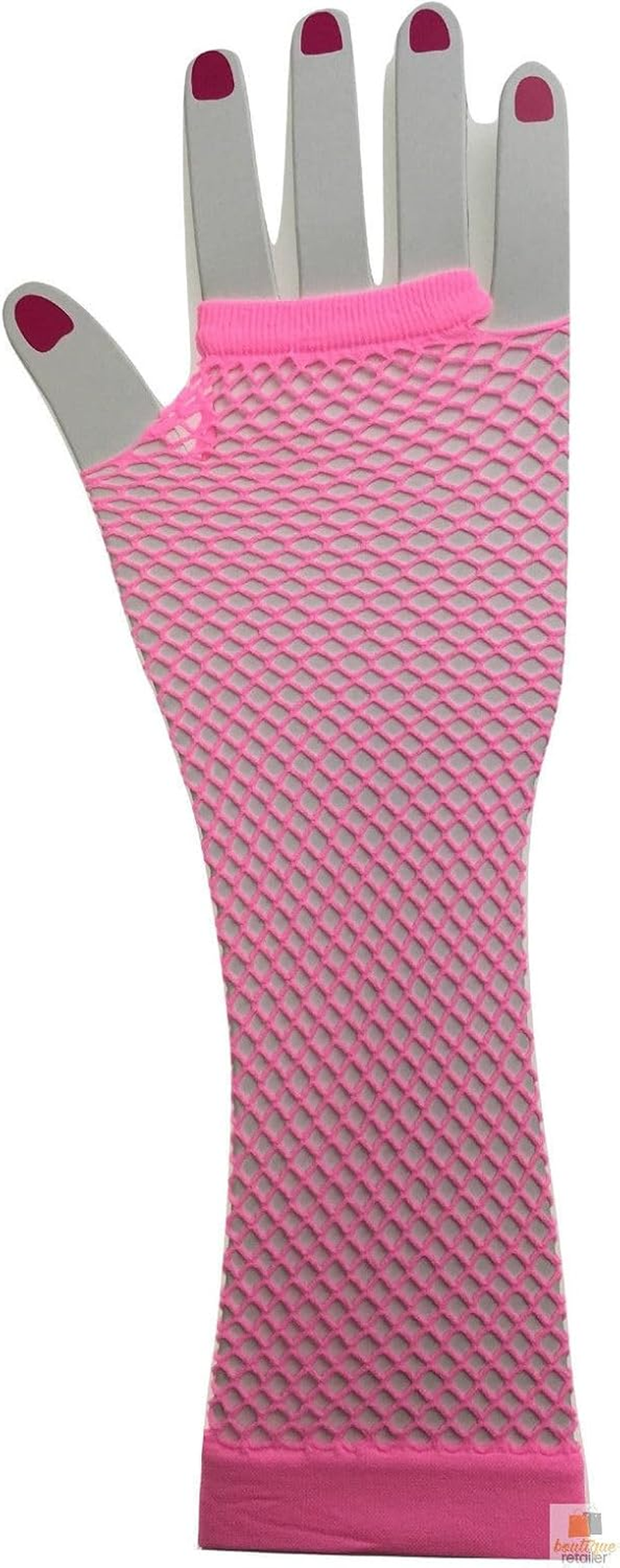 Women'S 70S 80S Elbow Length Fishnet Fingerless Gloves, Light Pink One Size image number 3