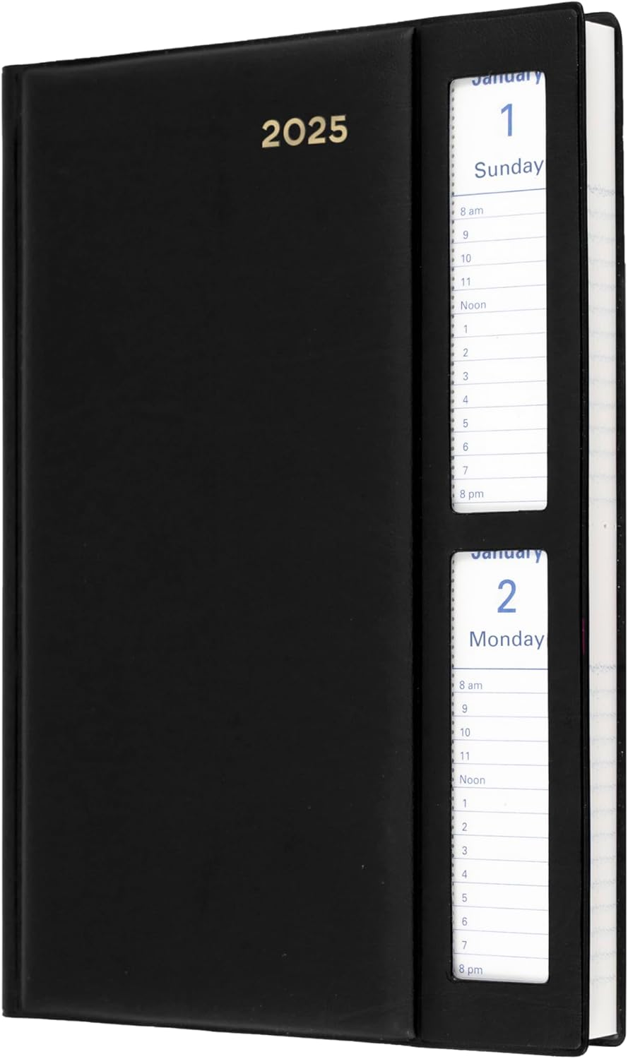 Collins Belmont Desk - A5 2 Days to a Page Wiro Calendar Year Diary/Planner - 2025 Black image number 1