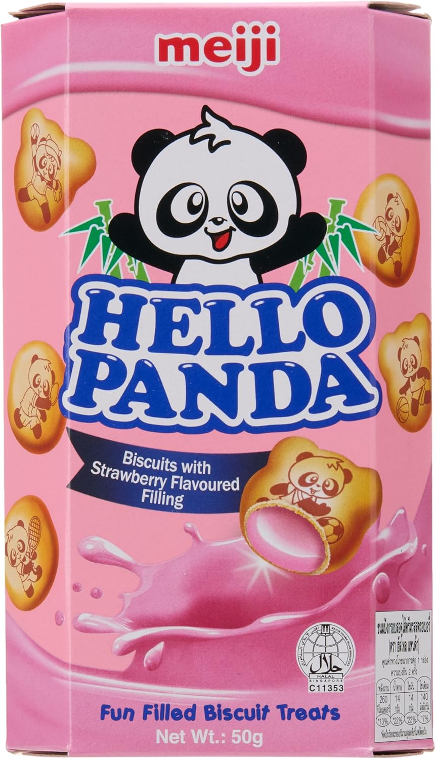 Meiji Hello Panda Strawberry Flavoured Biscuit 10 X 50 G image number 2