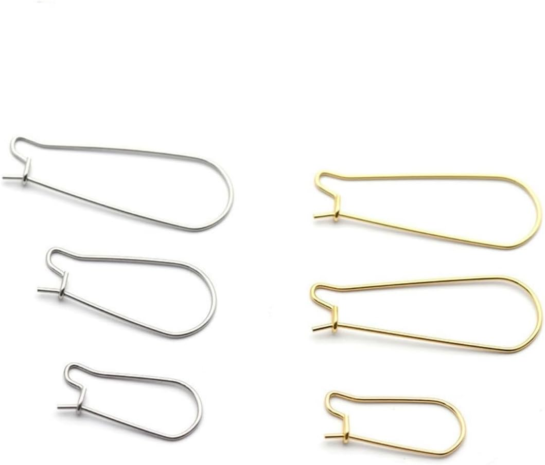120Pcs Earring Hooks Stainless Steel Kidney Ear Wires Interchangeable Dangle Earwire Hooks Gold Silver Mixed Sizes Earring Findings Parts for DIY Jewelry Making，For DIY Jewelry Making