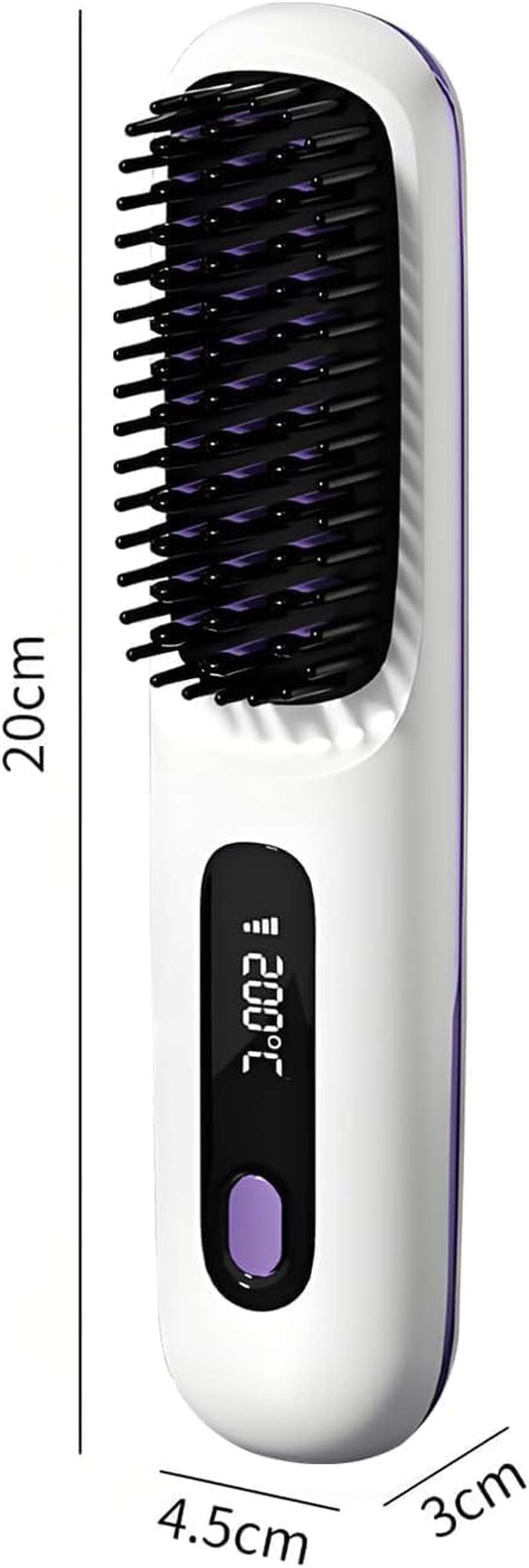 QUMOX Cordless Hair Straightener Brush, Portable Straightening Brush for Travel, Mini Hot Ionic Straightener Comb for Women, Ceramic Coating, Lightweight for Touch-Ups, White (Charger Not Included) image number 1