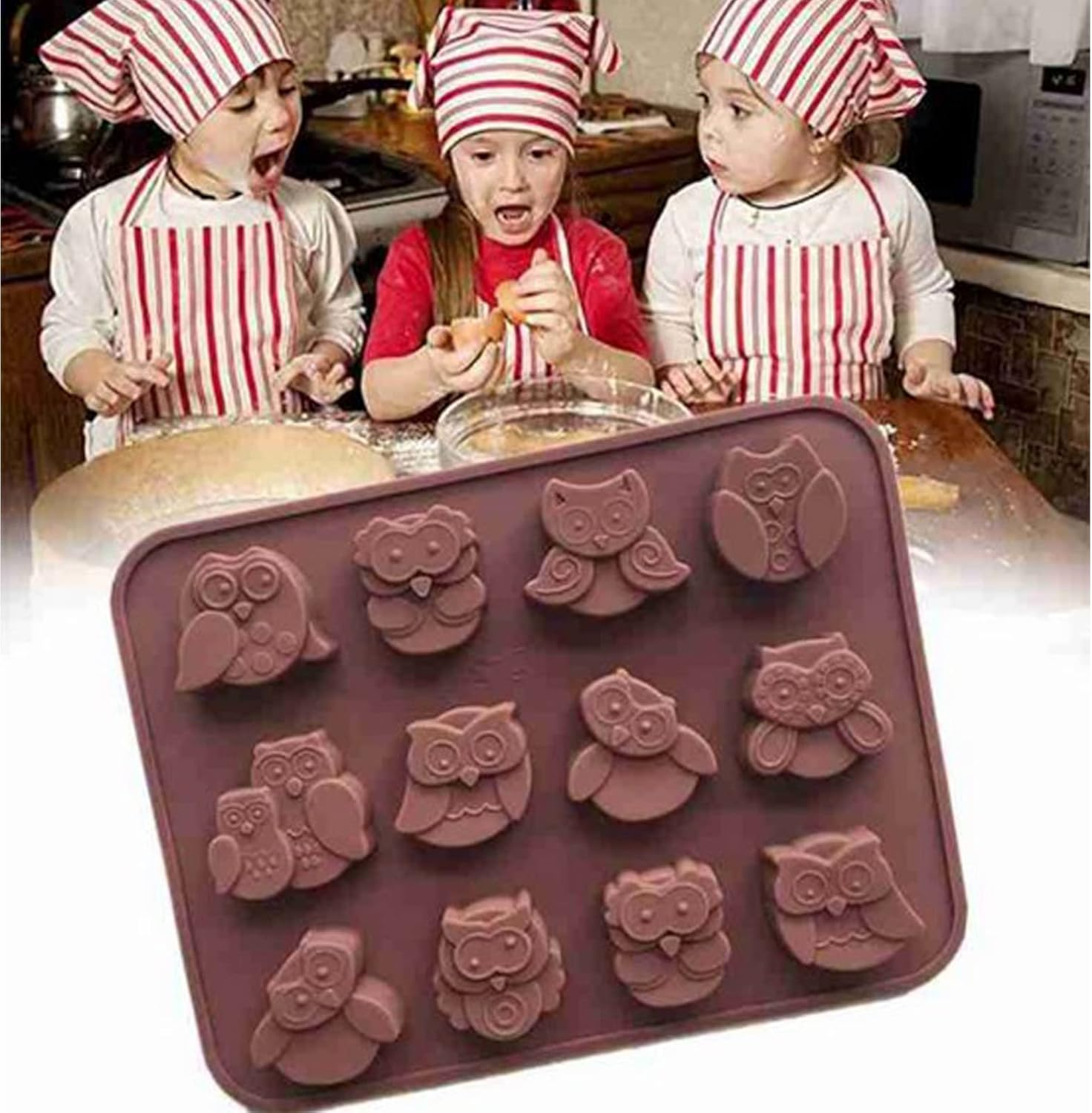 Joyeee 1 Pcs Animal Chocolate Mold, Owl Candy Mold Silicone Jello Mould for Kids, Small Silicone Molds for Candy Making, DIY Homemade Gummy, Ice, Pudding, Chocolate, Soap, Wax Melt Etc image number 4