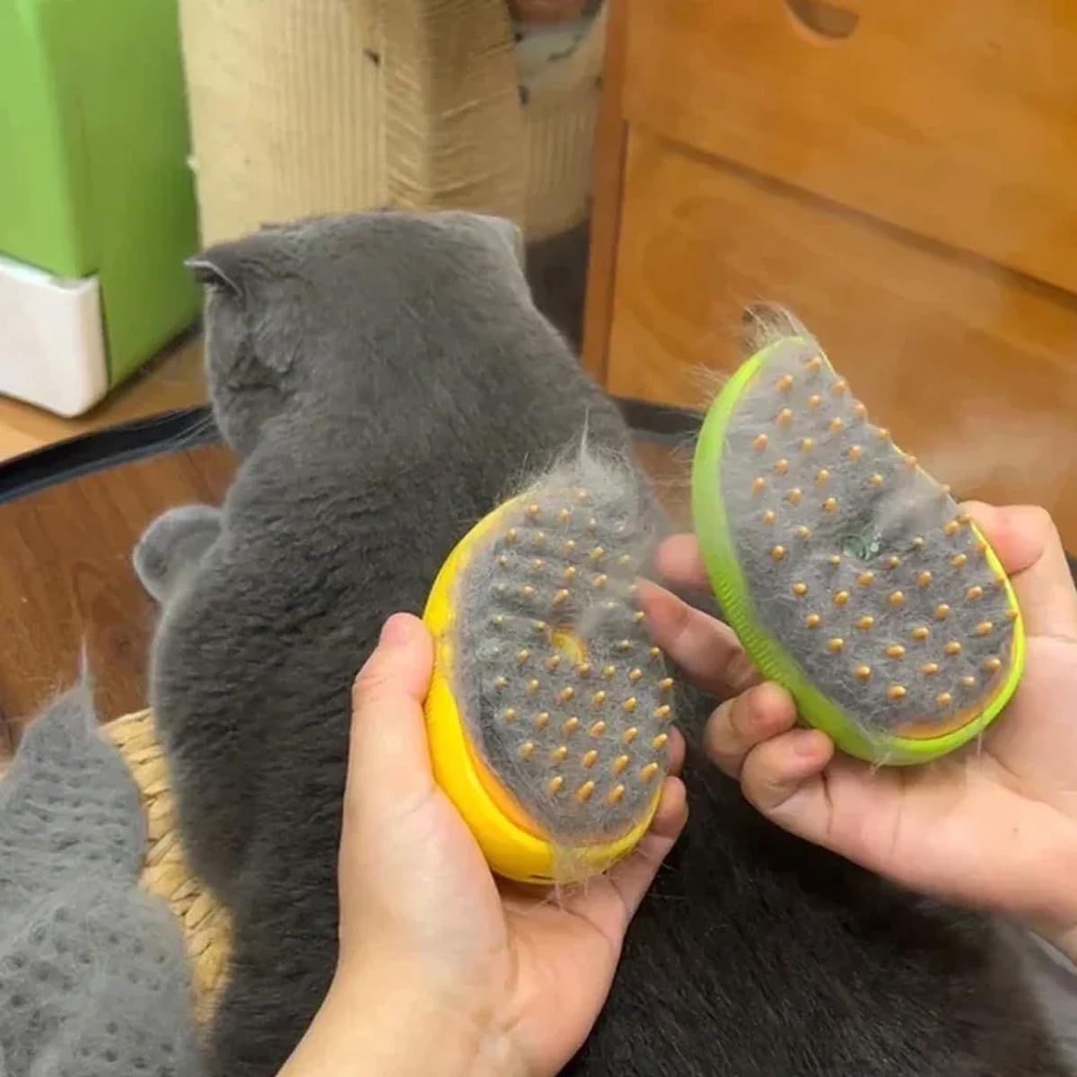 AIMALL Steamy Pet Brush, Electric Spray Cat Hair Brush, 3-In-1 Dog Steamer Brush for Bath, Plastic, 4.72 X 2.56 Inches